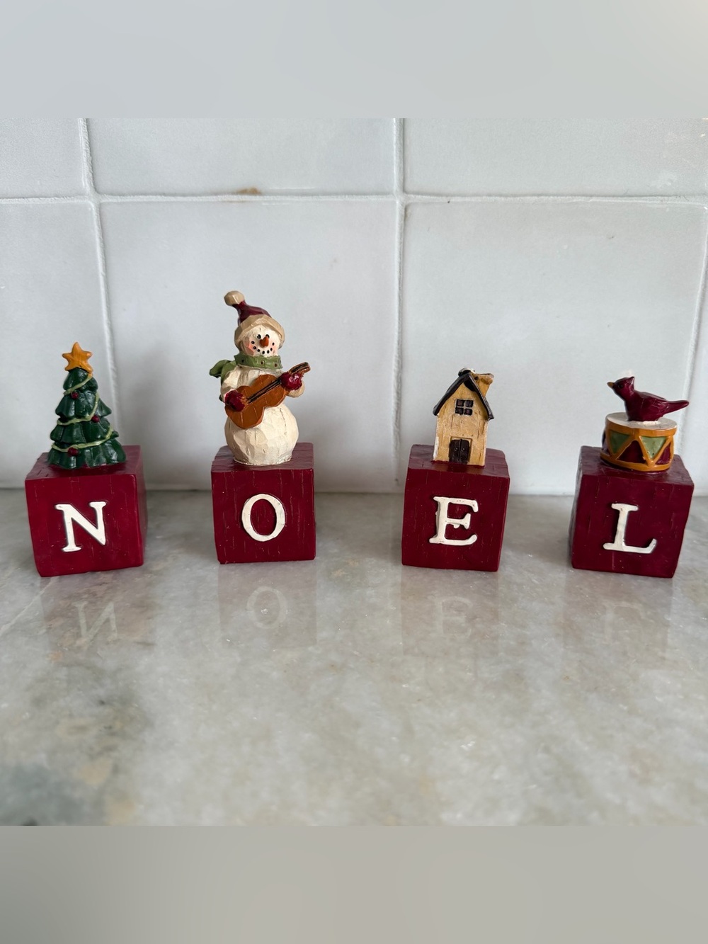 Vintage Kohl’s NOEL Holiday Block Set - Red Wooden Christmas Decor